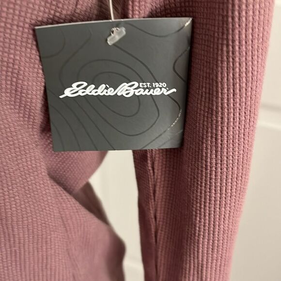 Eddie Bauer WR Stine’s Waffle Lace Rose  Rose Mauve Lace Detail Henley NWT SZ L - Picture 5 of 7